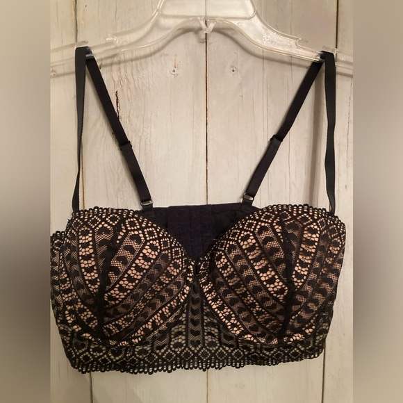 New Adore Me Hearts Contour Black Sexy Lace Underwire Bra 36DD Panty XL Set - Picture 6 of 8